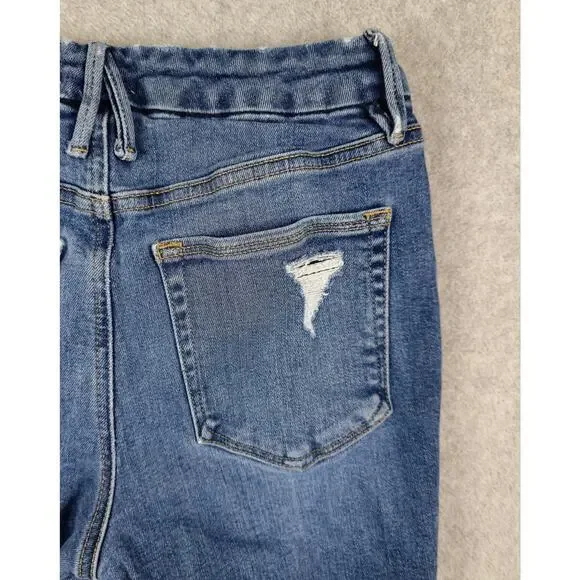 Good American Jeans Womens Size 6/28 Skinny Distressed Knee Frayed Hem 26" Waist - Picture 9 of 16